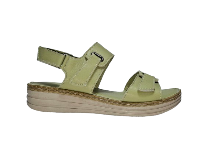 Soft Step 2052 Γυναικεία Δερμάτινα Ανατομικά Πέδιλα Λαδί