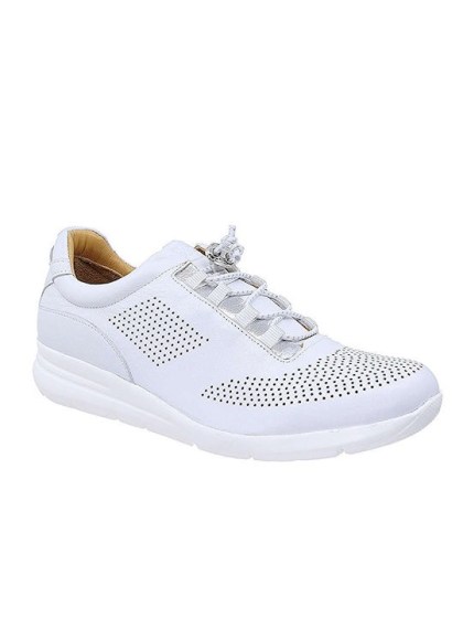 Δερμάτινα Sneaker Safe Step Λευκό Χρώμα με Ασημί Λεπτομέρειες