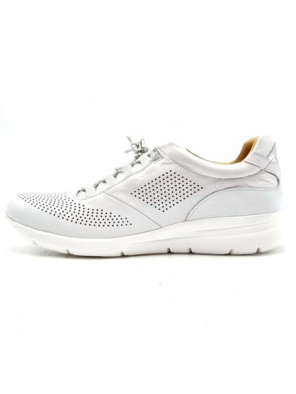 Δερμάτινα Sneaker Safe Step Λευκό Χρώμα με Ασημί Λεπτομέρειες