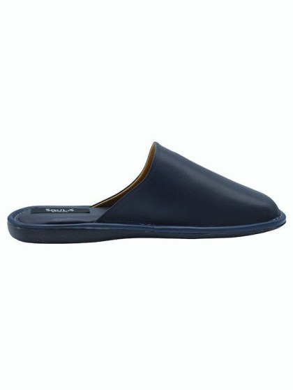 Safe Step 241160 Ανδρικές Δερμάτινες Ανατομικές Παντόφλες Μπλε