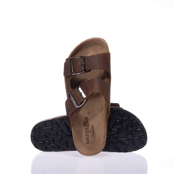 Relax Shoe 23024 Ανδρικά Δερμάτινα Σανδάλια Καφέ