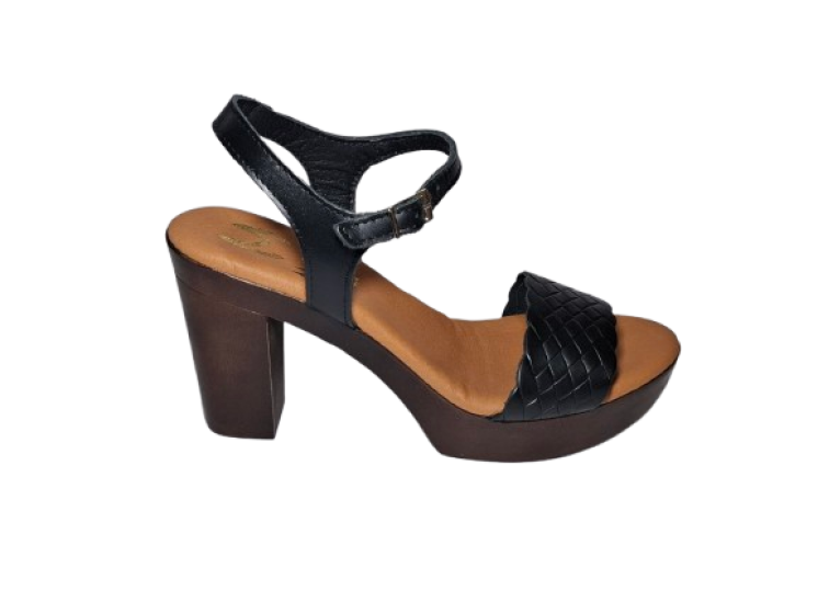 Marila 25053 Γυναικεία Δερμάτινα Μαύρα Πέδιλα