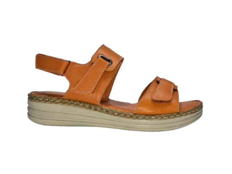 Soft Step 2052 Γυναικεία Δερμάτινα Ανατομικά Πέδιλα Λαδί