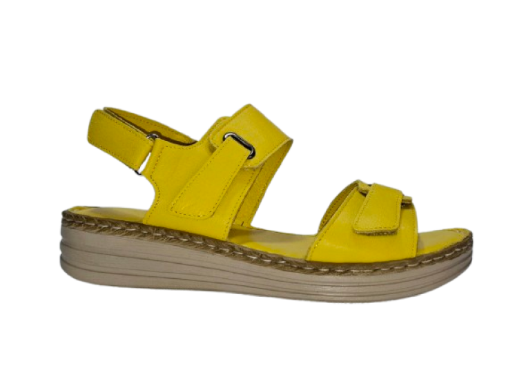 Soft Step 2052 Γυναικεία Δερμάτινα Ανατομικά Πέδιλα Κίτρινα