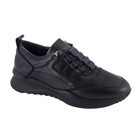 Safe Step 23201 Γυναικεία Μαύρα Δερμάτινα Ανατομικά Sneaker 