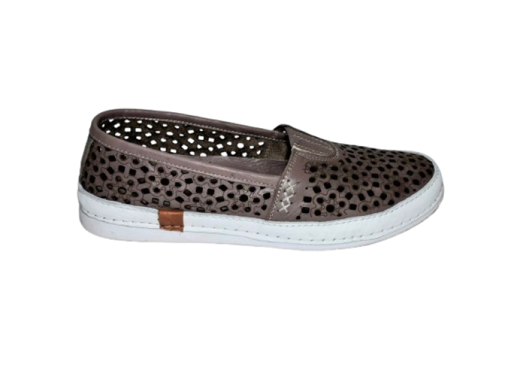 GP & MAX 25330 Γυναικεία Δερμάτινα Ανατομικά Loafers Γκρι Ποντικί