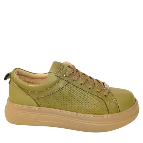 Safe Step 23802 Γυναικεία Δερμάτινα Ανατομικά Sneakers Λαδί