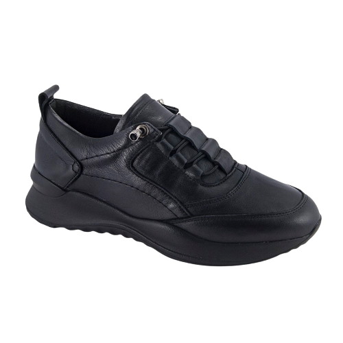 Safe Step 23201 Γυναικεία Μαύρα Δερμάτινα Ανατομικά Sneaker